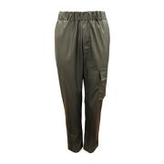 Elastische taille imitatie leren broek Lis Lareida , Green , Dames