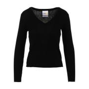 Zwarte Geribbelde Slim Sweater Crush , Black , Dames