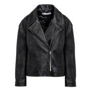 Biker Leren Jas Acne Studios , Black , Dames