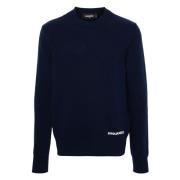 Geborduurde Wollen Crewneck Sweater Dsquared2 , Blue , Dames