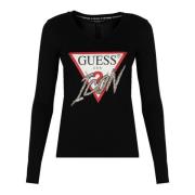 Dames Top met Lange Mouwen Guess , Black , Dames