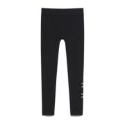 Zwarte Leggings met Bedrukte Letters Max Mara , Black , Dames