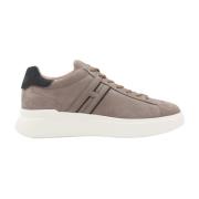 Beige Leren Sneakers met Logo Detail Hogan , Beige , Heren