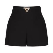 Luxe Wolmix Designer Shorts Valentino Garavani , Black , Dames