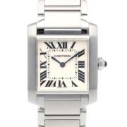 Pre-owned Stainless Steel watches Cartier Vintage , White , Dames