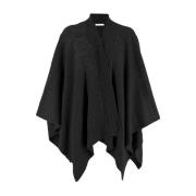 Bloemenapplicatie Gebreide Poncho Cape Ermanno Scervino , Black , Dame...