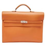 Pre-owned Leather briefcases Hermès Vintage , Orange , Heren