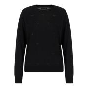 Rasata Crewneck Sweater met Micro Strass Emporio Armani , Black , Dame...