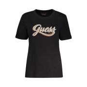 Zwarte Katoenen Tops & T-Shirt Guess , Black , Dames