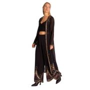 Wijde broek met borduursel Alma EN Pena , Black , Dames