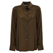 Zijden bruine overhemd lange mouw geknoopt Max Mara , Brown , Dames