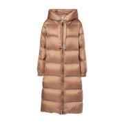 Lange donsparka met gestreept quilten Max Mara , Brown , Dames