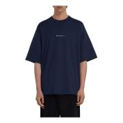 Kortemouw Logo T-shirt Blauw Marni , Blue , Heren