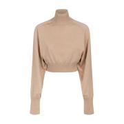 Beige Cropped Wollen Trui Sportmax , Brown , Dames