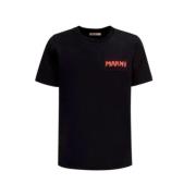 Biologisch Katoen Zwarte T-shirt met Patch Marni , Black , Heren