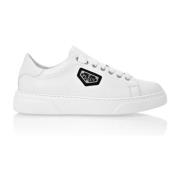 Witte Leren Lage Sneakers Philipp Plein , White , Heren