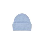 Zachte Gebreide Beanie Muts Ribstructuur Samsøe Samsøe , Blue , Dames