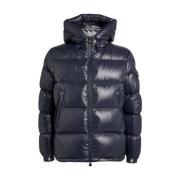 Korte Donsjack met Verstelbare Capuchon Moncler , Blue , Heren