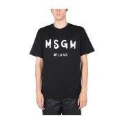 T-shirts Msgm , Black , Heren