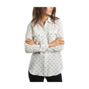 Zijden shirt met sterrenprint Equipment , White , Dames