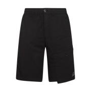 Zwarte Katoenen Knielange Shorts C.p. Company , Black , Heren