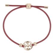 Metalen Logo Leren Armband Tory Burch , Red , Dames