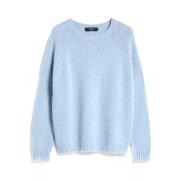 Blauwe Crew Neck Sweater Alpaca Katoen Max Mara , Blue , Dames