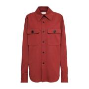 Rode Katoenen Overhemd Elegant Stijlvol Saint Laurent , Red , Dames