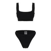 Gekreukelde Stretch Tweedelige Bikini Set Hunza G , Black , Dames