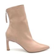 Italiaanse Leren Rits Enkellaars Halmanera , Beige , Dames