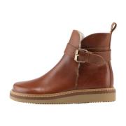 Vigga Gevoerde Laars Leer Nature Footwear , Brown , Dames