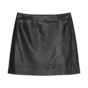 Leren mini wikkelrok regular Marc O'Polo , Black , Dames