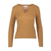 Bruine Geribbelde Trui Slim Fit Crush , Brown , Dames