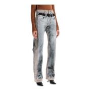 Trompe l'oeil straight leg jeans Y/Project , Gray , Dames