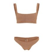 Gekreukeld Stretch Tweedelig Bikini Set Hunza G , Brown , Dames