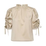 Champagne Blouse met Volantmouwen Co'Couture , Beige , Dames