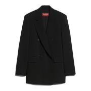 Zwarte Double-Breasted Cady Blazer Max Mara Studio , Black , Dames