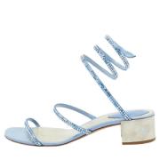 Pre-owned Satin sandals René Caovilla Pre-owned , Blue , Dames