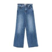 Slim Palazzo Raw Fray Jeans Frame , Blue , Dames