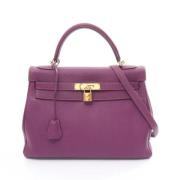 Pre-owned Leather handbags Hermès Vintage , Purple , Dames