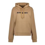 Bruine Biologisch Katoenen Hoodie met Logo Burberry , Brown , Dames