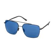 Zwarte titanium zonnebril met blauwe spiegellens Porsche Design , Blac...