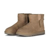 Klassieke Mini Rits Leren Laars UGG , Brown , Dames