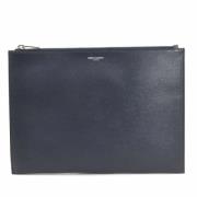 Pre-owned Leather clutches Yves Saint Laurent Vintage , Blue , Dames