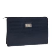 Pre-owned Leather clutches Versace Pre-owned , Blue , Dames