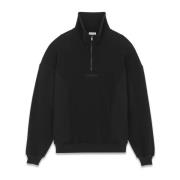 Zwarte Katoenen Fleece Sweatshirt Saint Laurent , Black , Heren