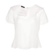 Witte Zijden Gerimpelde Top Emporio Armani , White , Dames