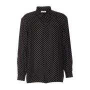 Zijden Zwarte Overhemd Elegant Polka Dots Saint Laurent , Black , Here...