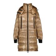 Beige Nylon Jas met Hoge Kraag Moncler , Beige , Dames