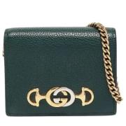 Pre-owned Leather wallets Gucci Vintage , Green , Dames